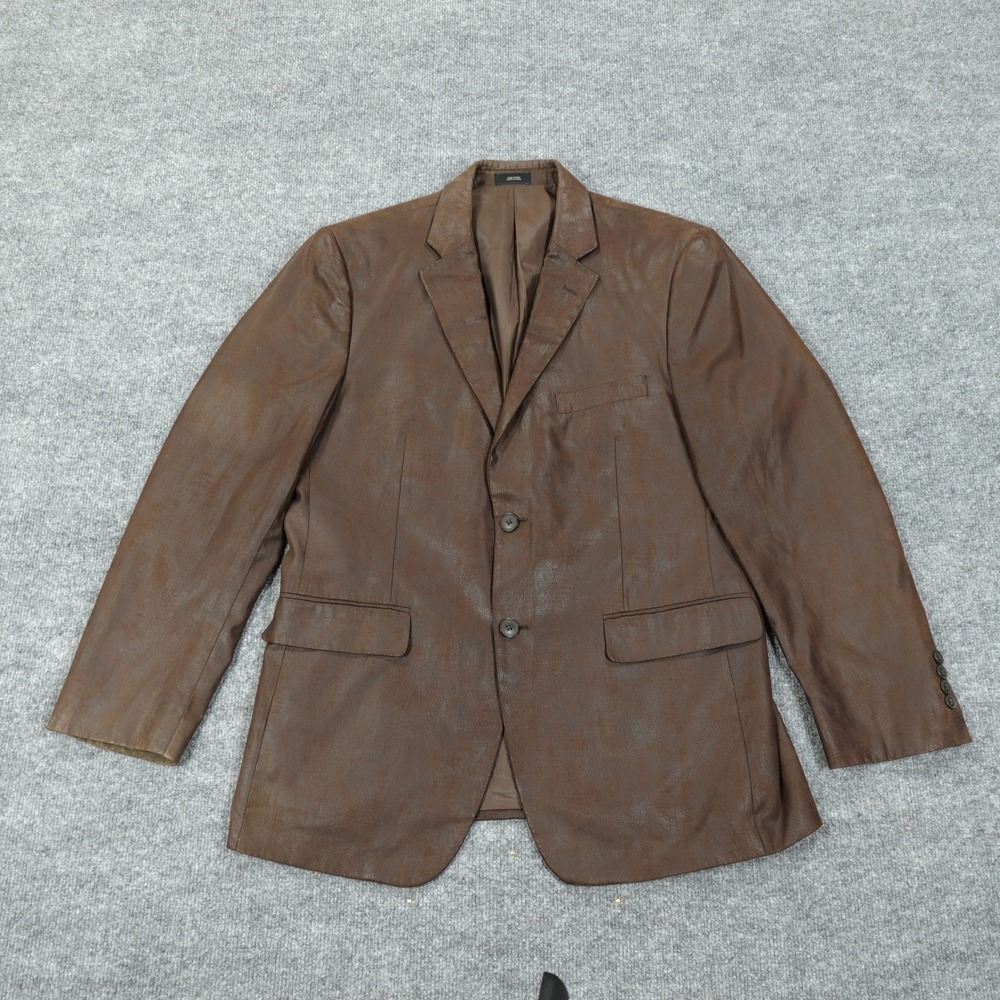 J.Ferrar Blazer Mens 40 M‎ Brown Modern Fit Faux Leather Jacket Sport Coat